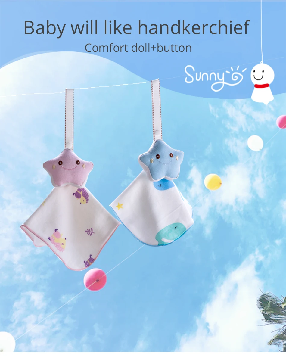 Sunveno хлопковый детский Слюнявчик с героями мультфильмов, полотенце для кормления, Детский носовой платок, 1 шт., звезда, кукла+ 3 шт., полотенце/партия, полотенце для новорожденных, полотенце для купания