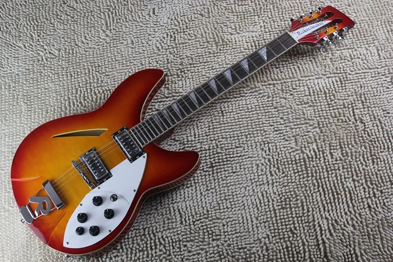 Custom Shop Рик пользовательские Полуакустические 12 строки 2 пикапы вишнево-красный
