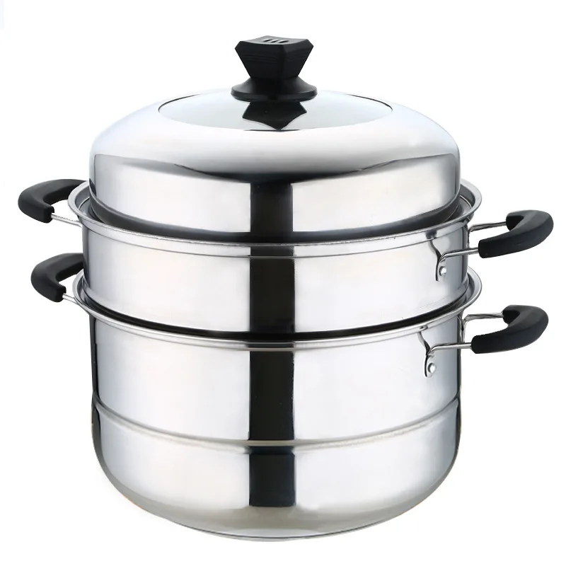2019 wholesale thick stainless steel steamer two-layer three-layer multi-layer complex bottom steaming pot multi-purpose steamer