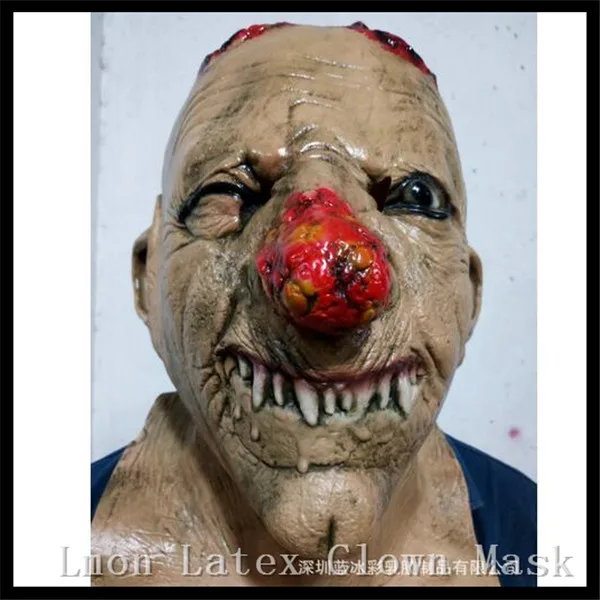 

Free shipping Halloween Party Cosplay hornless Evil demon scary zombie latex mask brandy Big nose goblin Head Mask in stock