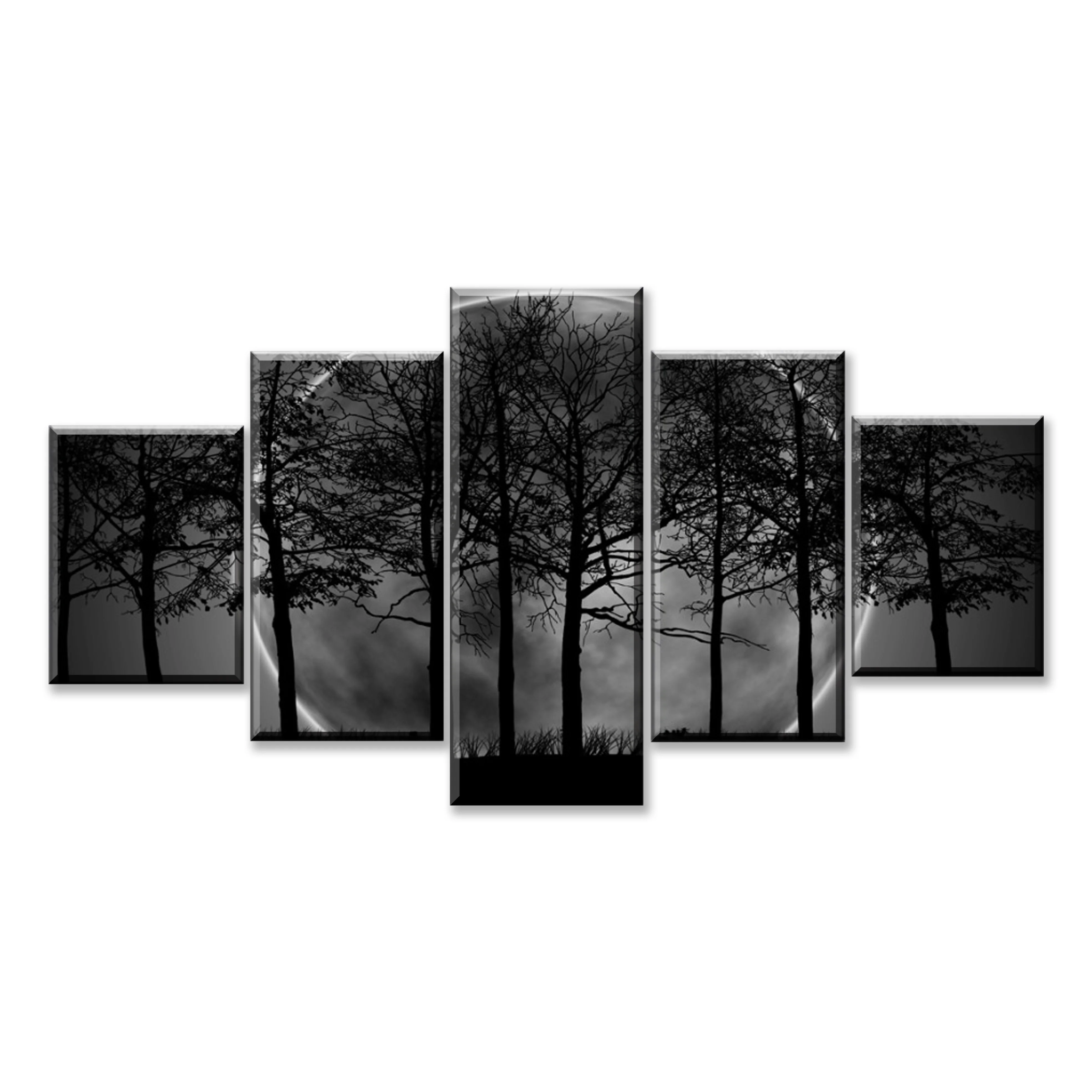 

Framed HD Print 5 Panel Black Moon Tree Forest Cuadros Landscape Canvas Wall Art Home Decor For Living Room Canvas Painting