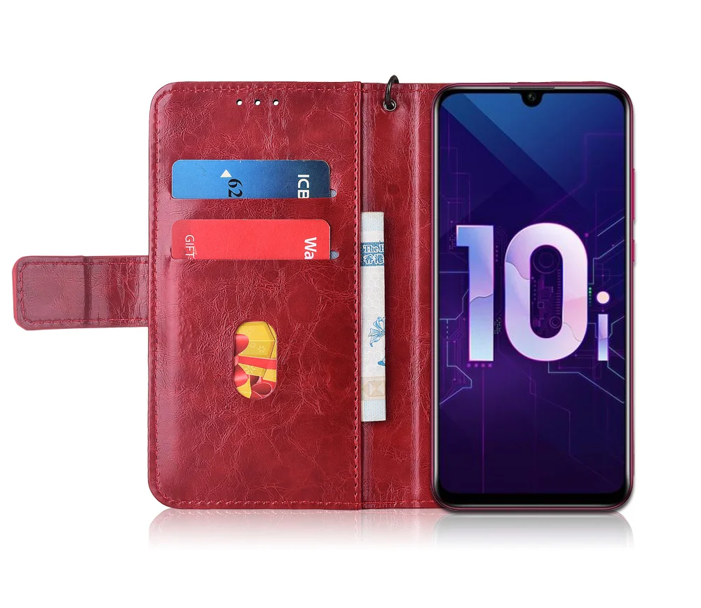 Чехол-бумажник из ТПУ для huawei Honor 10i 10 i Honor10i HRY-LX1T HRY-LX1 с ремешком, с карманом для карт, чехол с подставкой