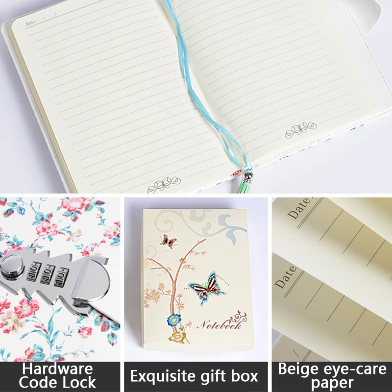 Оригинальный блокнот A5 с изысканным цветочным узором паролем для путешествий