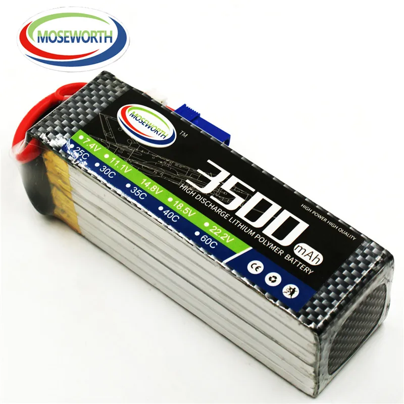 

MOSEWORTH RC LiPo Battery 6S 22.2V 3500mAh 40C Burst 80C For RC Airplane Quadrotor Car Tank Boat RC Toys Batteries LiPo 6S 3.5Ah