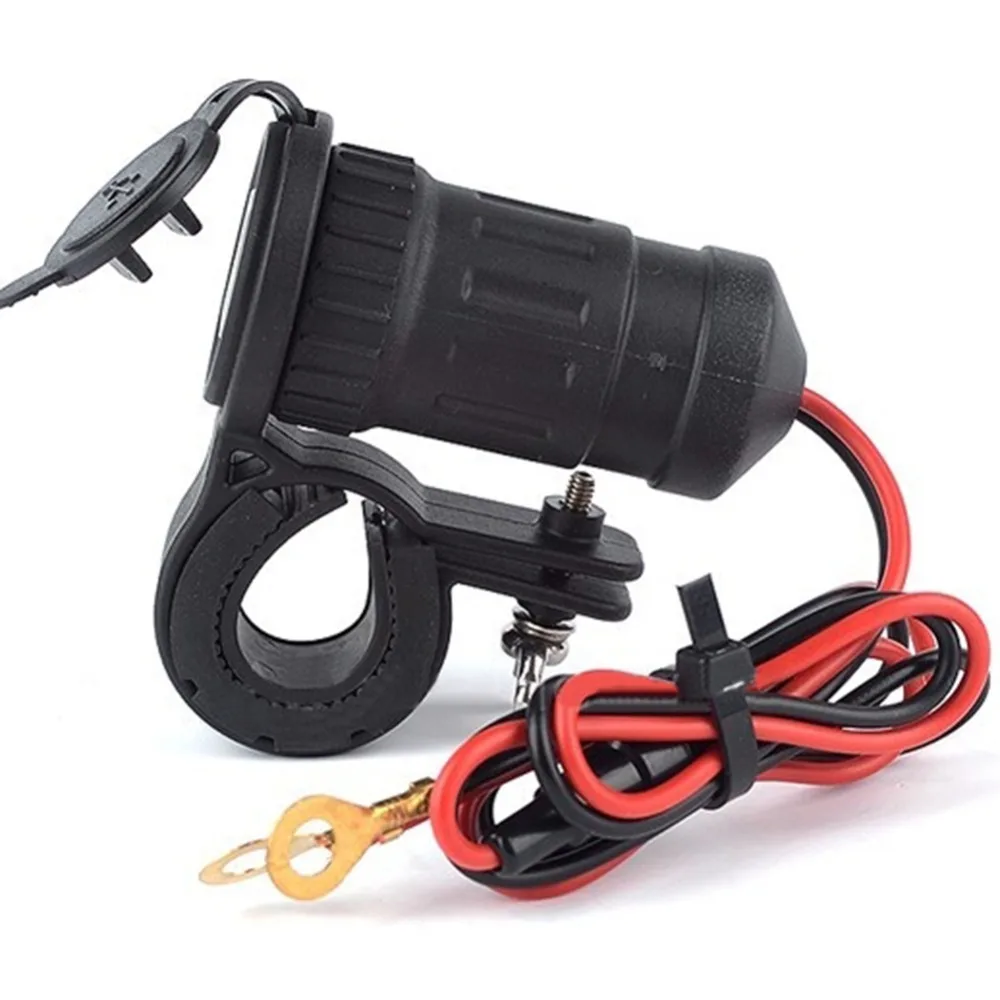 Waterproof 12-24V Outlet Power Jack Marine Motorcycles Dual USB Charger Adapter