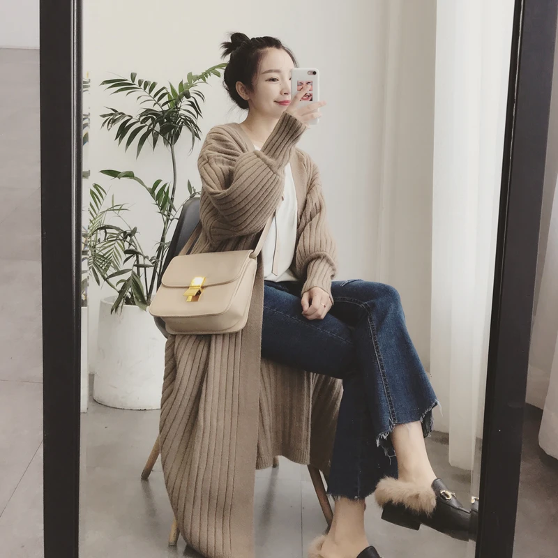 Женский свободный толстый кардиган свитера зимний длинный свитер женский новый