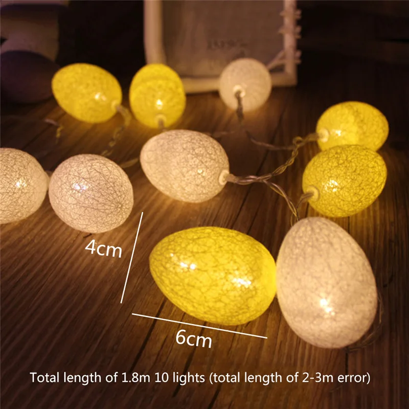 

LAIDEYI 1.8M 10Pcs Easter Egg Led Light String For Easter Party Decoration Wedding Home Decoration AA Battery Decorative Light