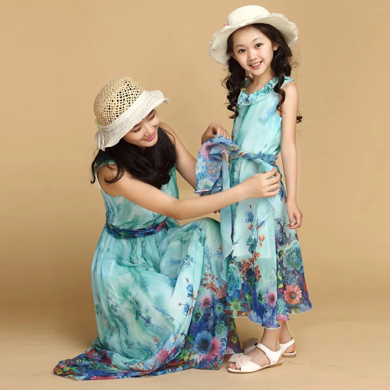 

Summer children girls Party prom dress Bohemian style kids girl 4...14 years clothes Elegant chiffon princess beach dresses