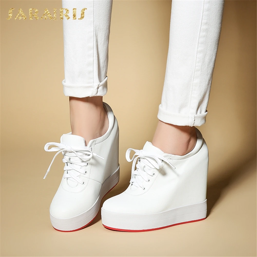 SARAIRIS/; женская обувь на шнуровке из коровьей кожи; женские туфли на платформе, увеличивающие рост; женские туфли из вулканизированной кожи; большие размеры 31-40