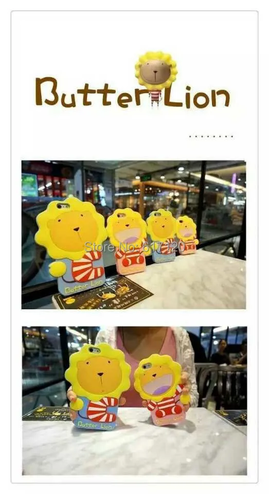Newest 3D Cute Lovely Butter Lion Phone Case Cover for iPhone 6plus 6 5g 5s 4.7 5.5inch Cartoon Silicon Cell |