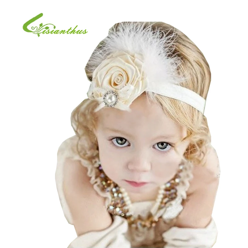 Free Shipping Fashion New Baby Infant Toddler Headband Flower Hair Band Headwear Gift diamante rose feather hair accessory | Детская
