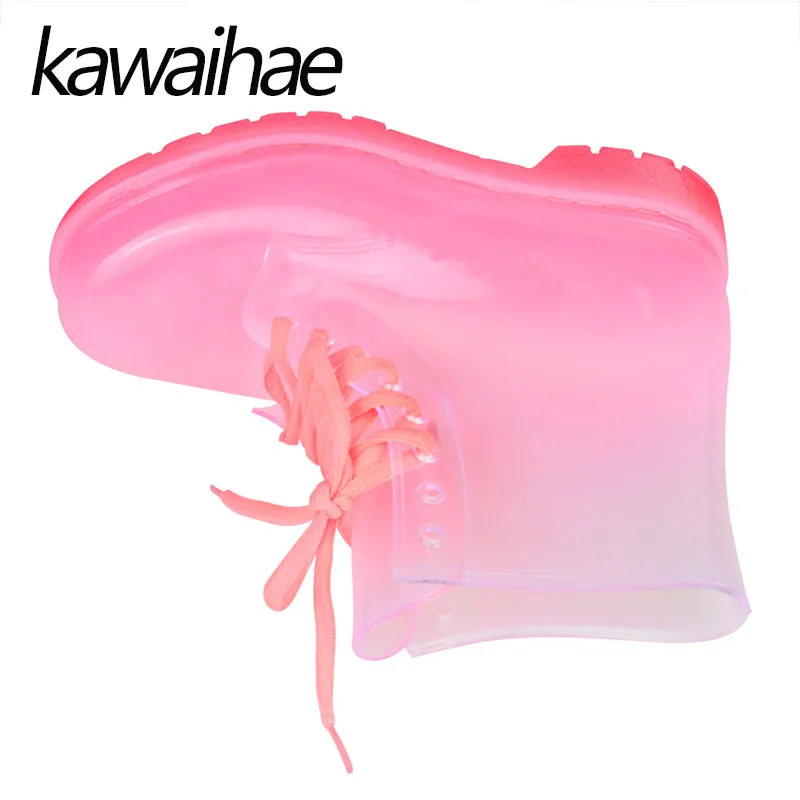 Прозрачные сапоги на резиновой подошве женские водонепроницаемые резиновые