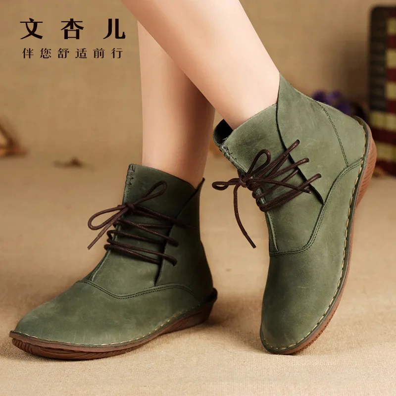 Женская зимняя обувь Ботинки ручной работы из натуральной кожи Женские ботинки в