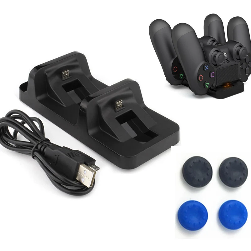 PS4 PS 4 USB порт двойная зарядная док-станция Подставка держатель Поддержка зарядное устройство для sony Playsation 4 PS4 Slim PS4 Pro контроллер - Цвет: Black