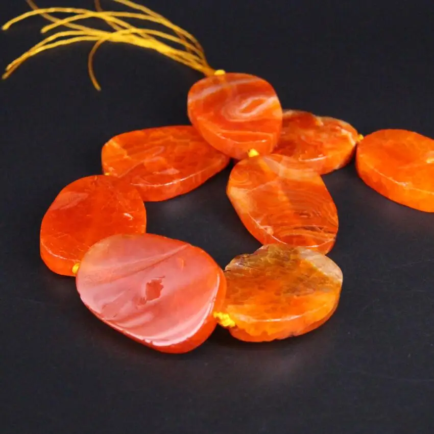 Approx8PCS/strand Large Natural Orange Crack vein Agates Stone Slab Nugget Loose Beads,Onxy Gems Slice Pendant Jewelry Making