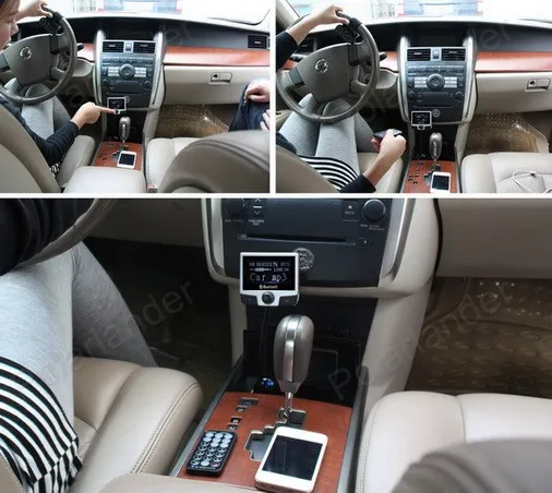 

2.4 inches mini Bluetooth Car Kit Bluetooth V1.2 MP3 Player built-in FM support SD / USB support A2DP Dual remote control