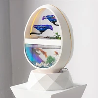 creative european ceramic water ornaments fountain humidification desktop decorative glass fish tank elliptical geometry decor