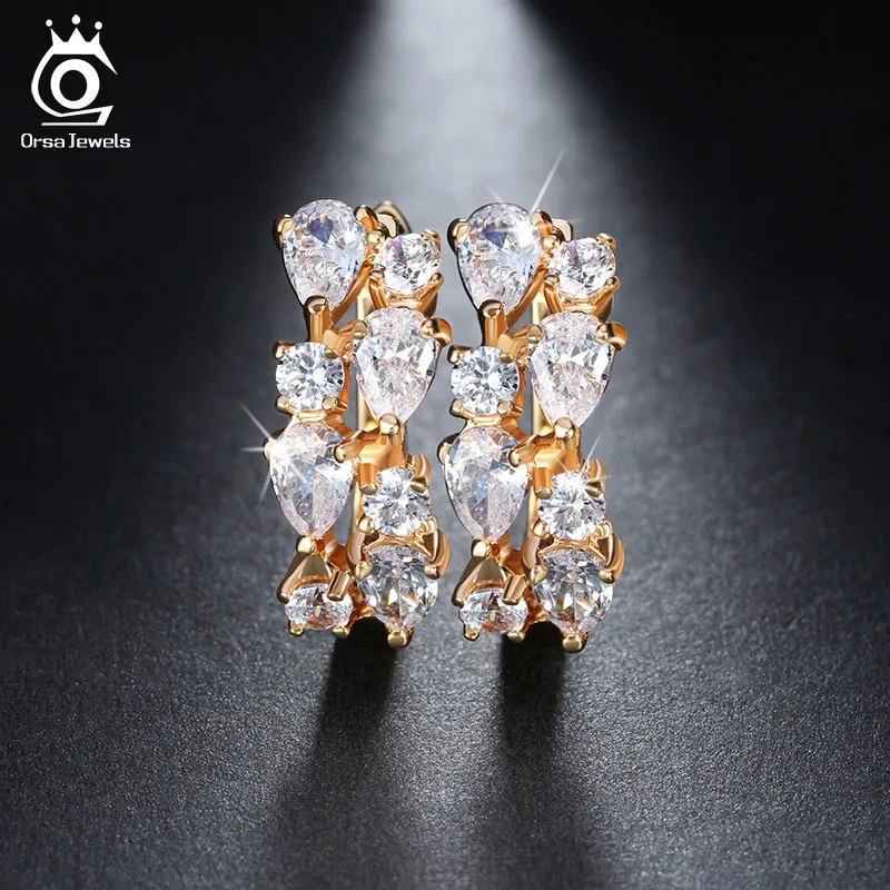 ORSA JEWELS ювелирные изделия 4 шт 0.3 ct, очаровательный прозрачный кубический цирконий, серьги золотые для женщин, ювелирные изделия OME18
