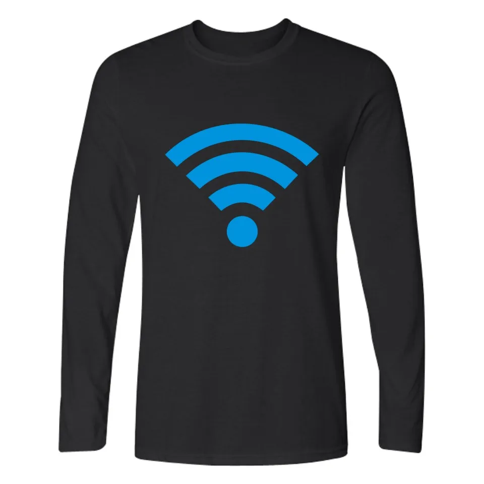 Бесплатная Wi-Fi Высококачественная хлопковая футболка Мужская с длинным рукавом