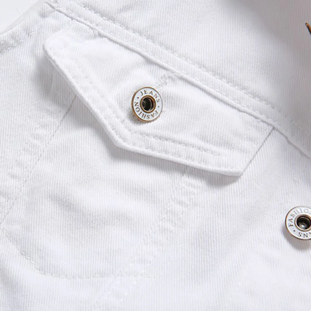 Простой тренд однотонный приталенный мужской джинсовый жилет винтажные белые