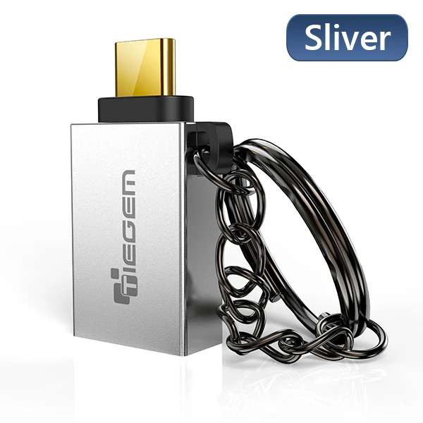 Адаптер TIEGEM type C type-C на USB 3,0 OTG кабель адаптер USB C конвертер для One plus 6T 5 Xiaomi Mi 8 huawei USB C OTG адаптер - Цвет: Серебристый