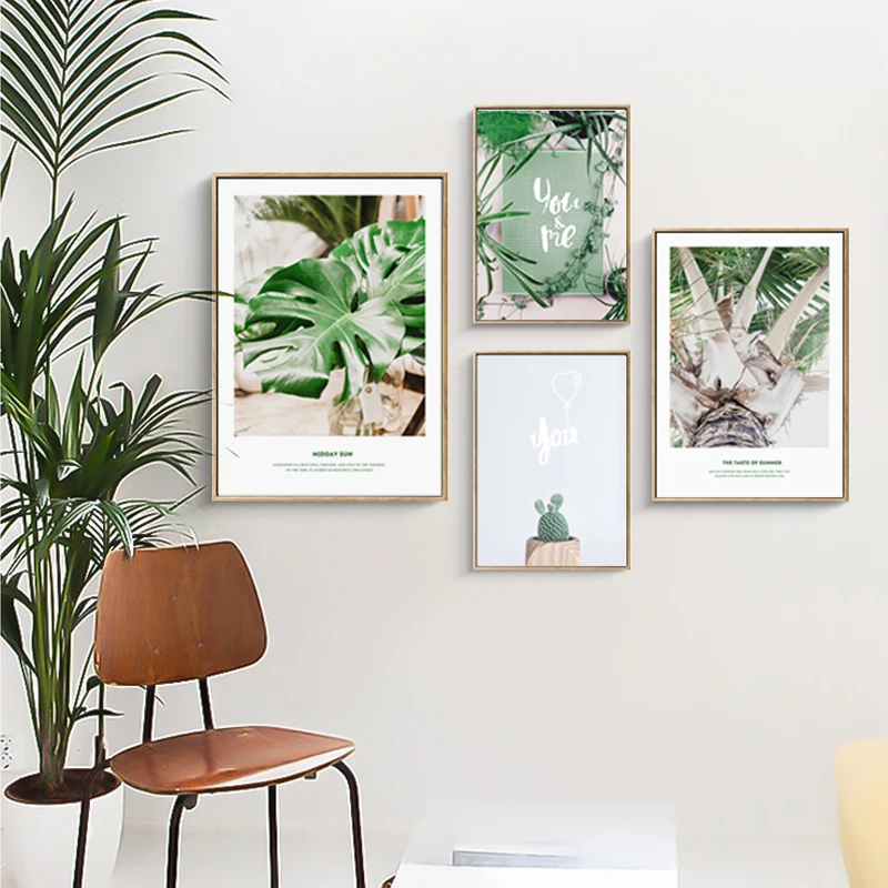 Нордическое зеленое растение настенное художественное полотно постеры с