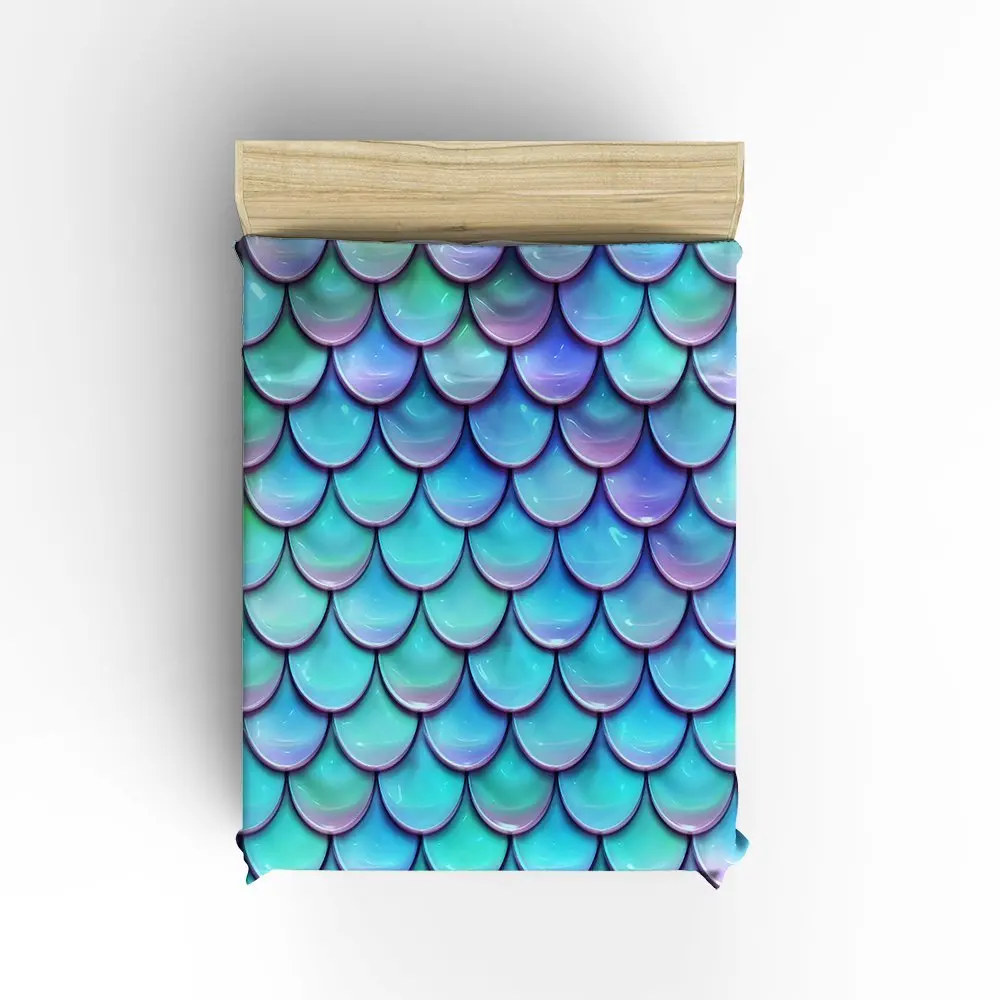 Twin Size Bedding Set- Fish Scales Purple Blue Duvet Cover Set Bedspread for Children/Kids/Teens/Adults 4 Piece | Дом и сад