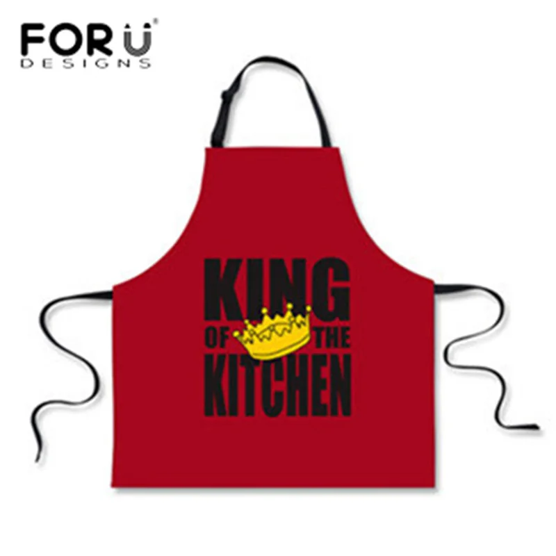Foruigns King of The Grill BBQ забавные фартуки для мужчин кухни работы красный черный дизайн