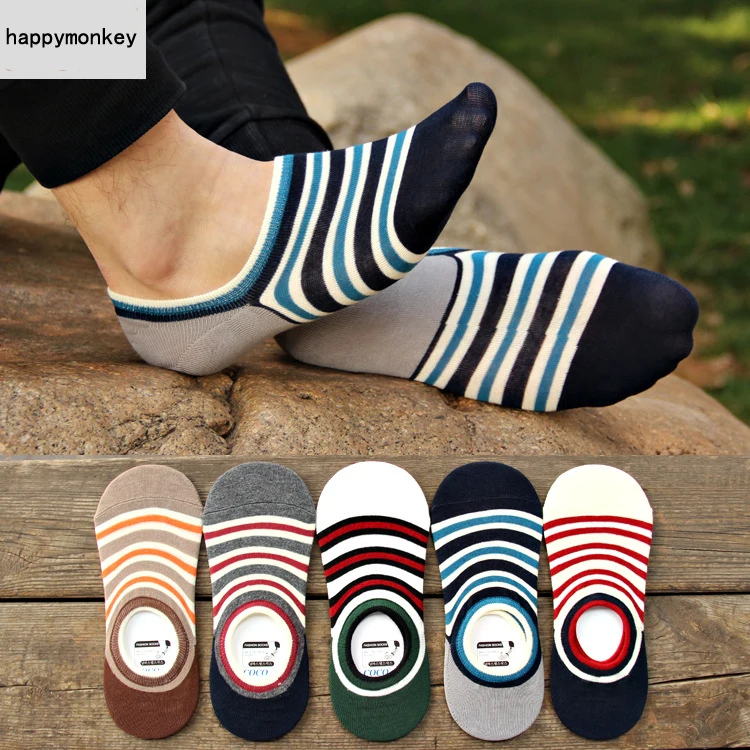 2015 new 5 pairs exclusive Spring, summer horizontal serging male slippers socks silicone invisible men socks, ankle socks