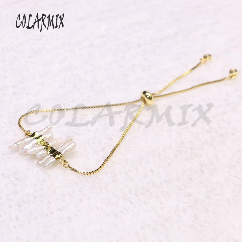 5 pieces Fresh water pearl pillar bracelets free-form jewelry for women 9238 | Украшения и аксессуары