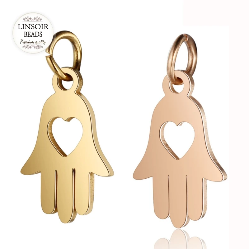 Оптовая продажа 2 шт./лот подвески из нержавеющей стали в виде хамсы 10*19 мм для