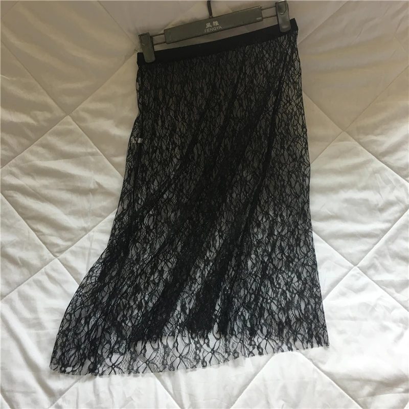 Женская кружевная юбка трапеция элегантная Однослойная Прозрачная Юбка из тюля