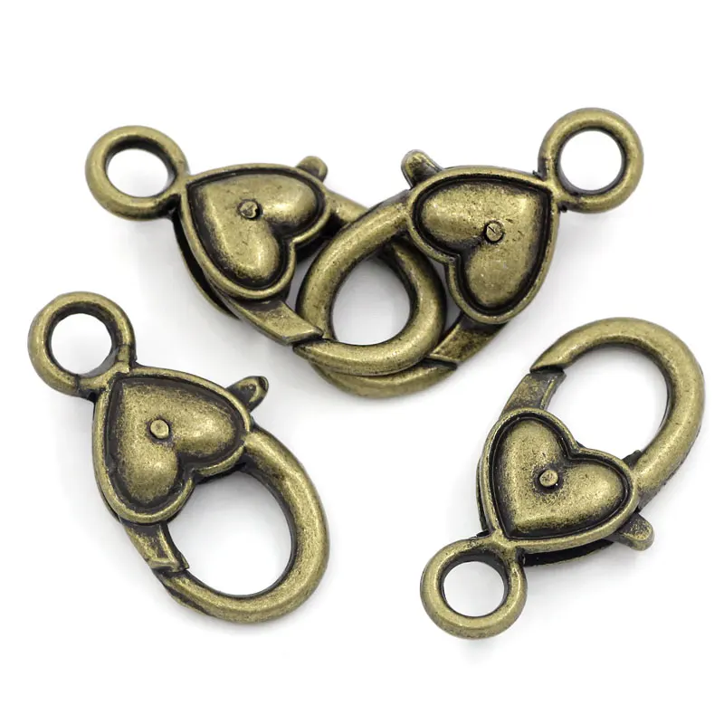 DoreenBeads античное бронзовое сердце с застежкой из металлического сплава 27 мм (1 1/8