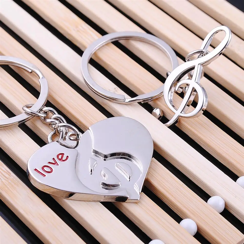 Music key holder Сплав романтическая музыка брелок для ключей Автомобильный брелок пара милый брелок для ключей рекламный подарок для свадьбы дня рождения брелок-сувенир - Цвет: Music key holder