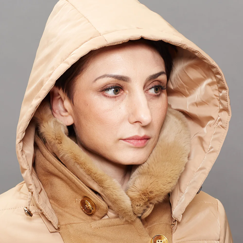 BASIC EDITIONS Для женщин зимние куртки и пальто мода Повседневное хлопок кролика рекс