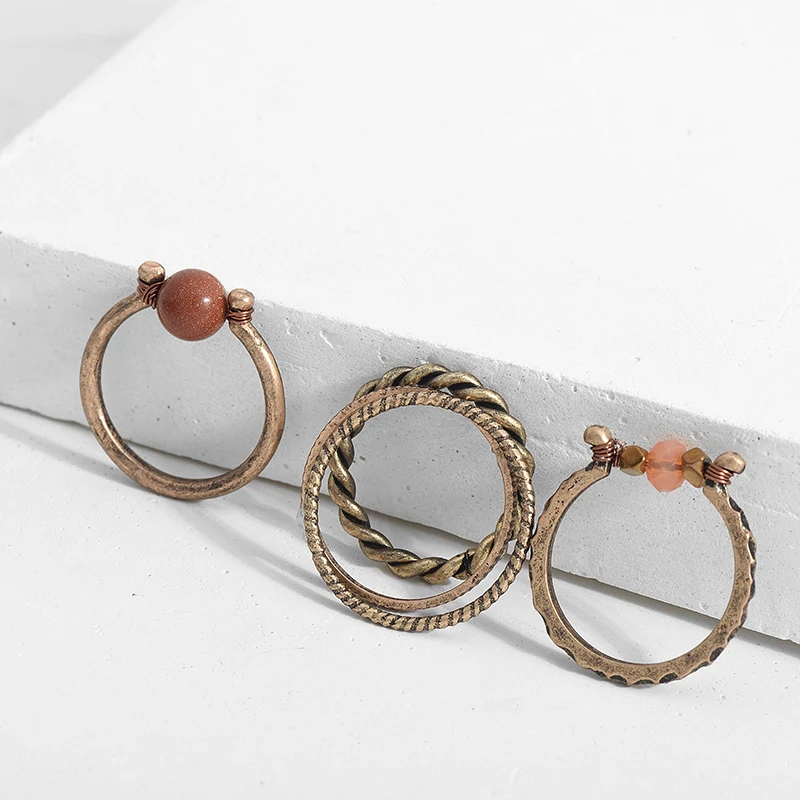 2017 Новый Урожай 5 шт. каменные бусы кольцо Ювелирные наборы ручной работы