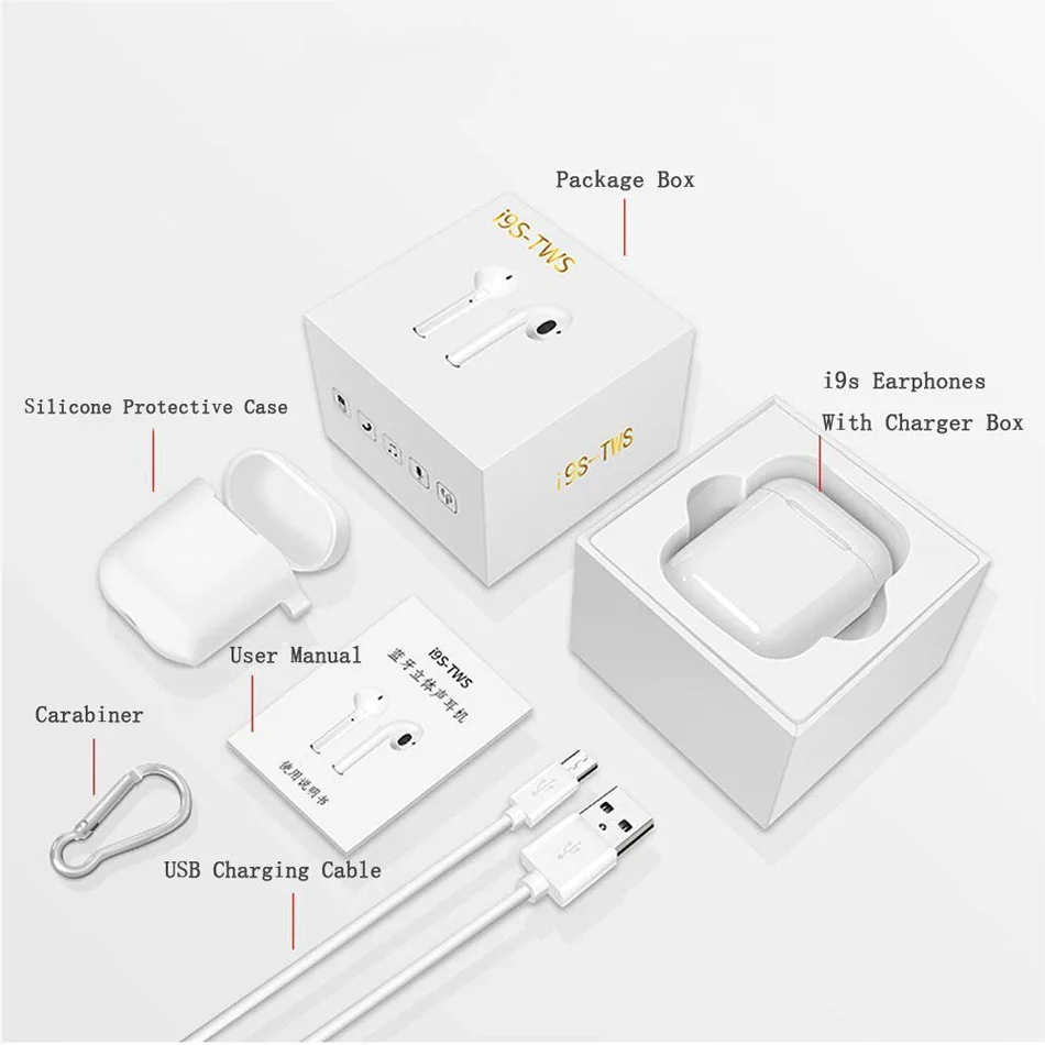 KEXU I9S TWS Wireless Earphone Portable Bluetooth Headset Invisible Earbud for IPhone X 8 Plus For Xiaomi Mobile Android Phones |