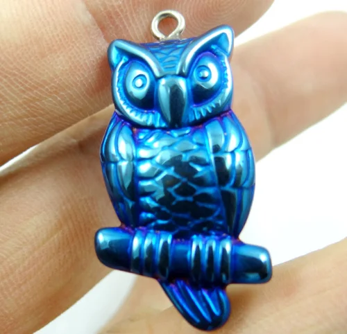 Натуральный кварц хрусталь титана гематит ручная работа Сова подвеска с