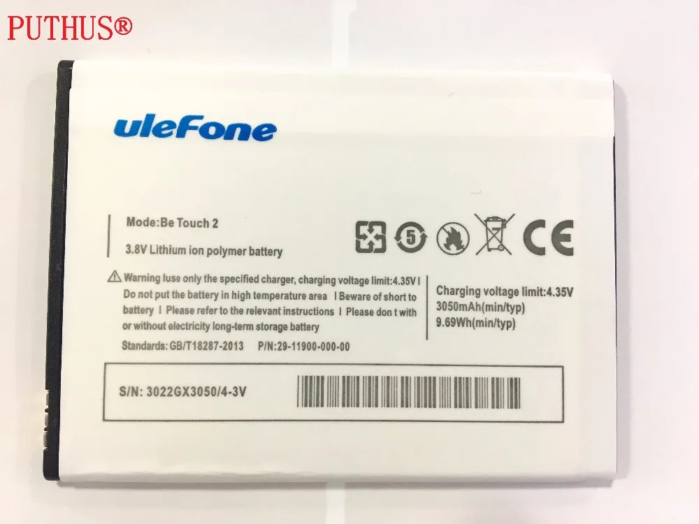 Оригинальный ulefone Be Touch 2 запасной аккумулятор емкостью 3050 мАч литий ионный