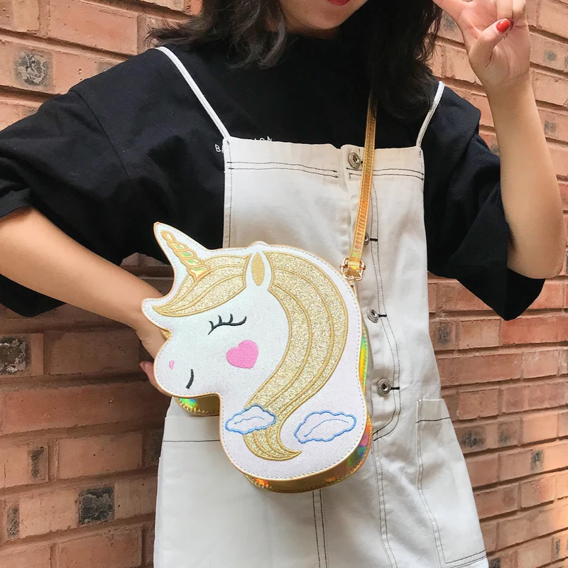Fashion Cute Smiling Unicorn Pu Young Girl's Shoulder Bag Tote Crossbody For Women Bolsa Purse Handbag Clutch | Багаж и сумки