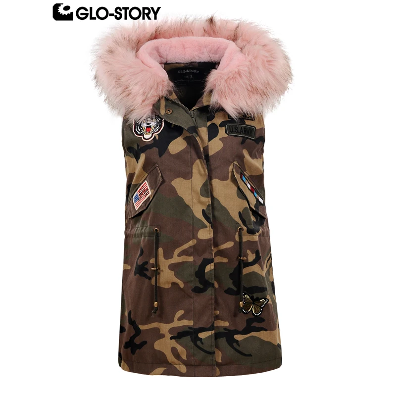 GLO STORY женская военная американская аппликация зимний жилет пальто Femme шерстяная