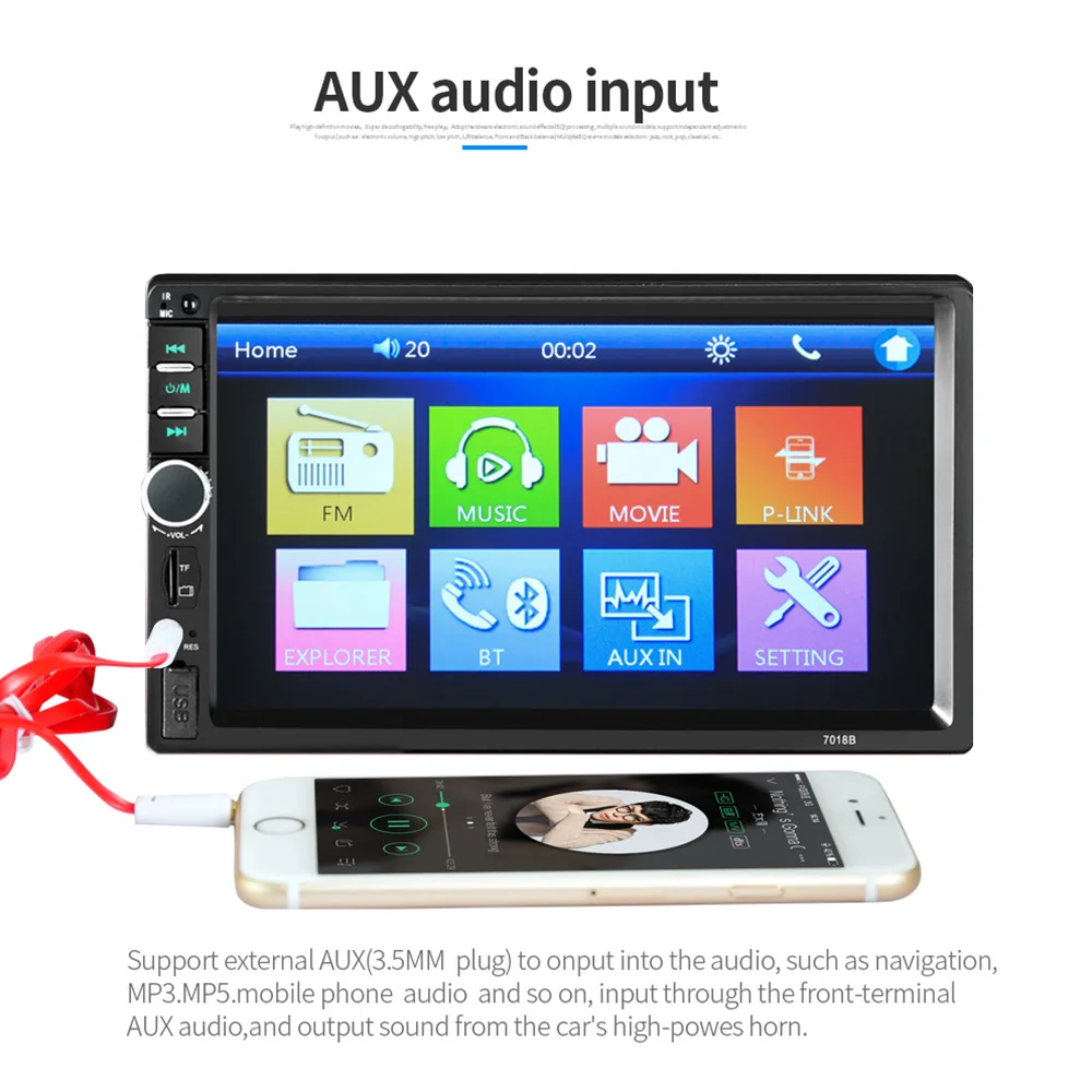 AIYIMA 7 &quotBluetooth Автомобильный MP5 плеер 1 Din мультимедийный видео TF AUX авто FM MP4 аудио