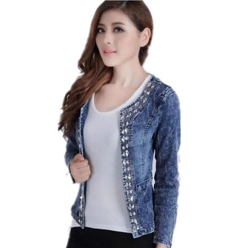 Новинка 2018 винтажное пальто с блестками и бриллиантами джинсовые куртки для