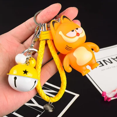 Мультфильм милый Кофе кошка брелок Брелоки для ключей колокольчики Кожаные