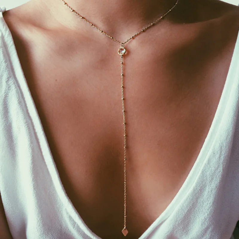 

Gold Filled Necklace, Y Layering Necklace, CZ charm Women Necklace XL457