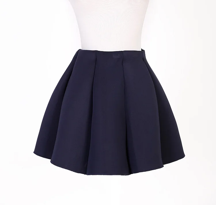 Dark blue Высококачественная модная осенняя и зимняя юбка размера плюс, короткая юбка с высокой талией, 3 цвета, хлопковая теплая Женская юбка - Цвет: Dark blue