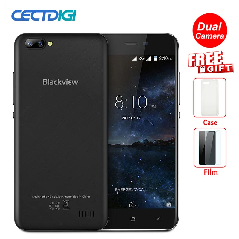 Blackview A7 смартфон с четырёхъядерным процессором MTK6580A Android 7 0 ОЗУ 1 ГБ ПЗУ 8 3G GPS |