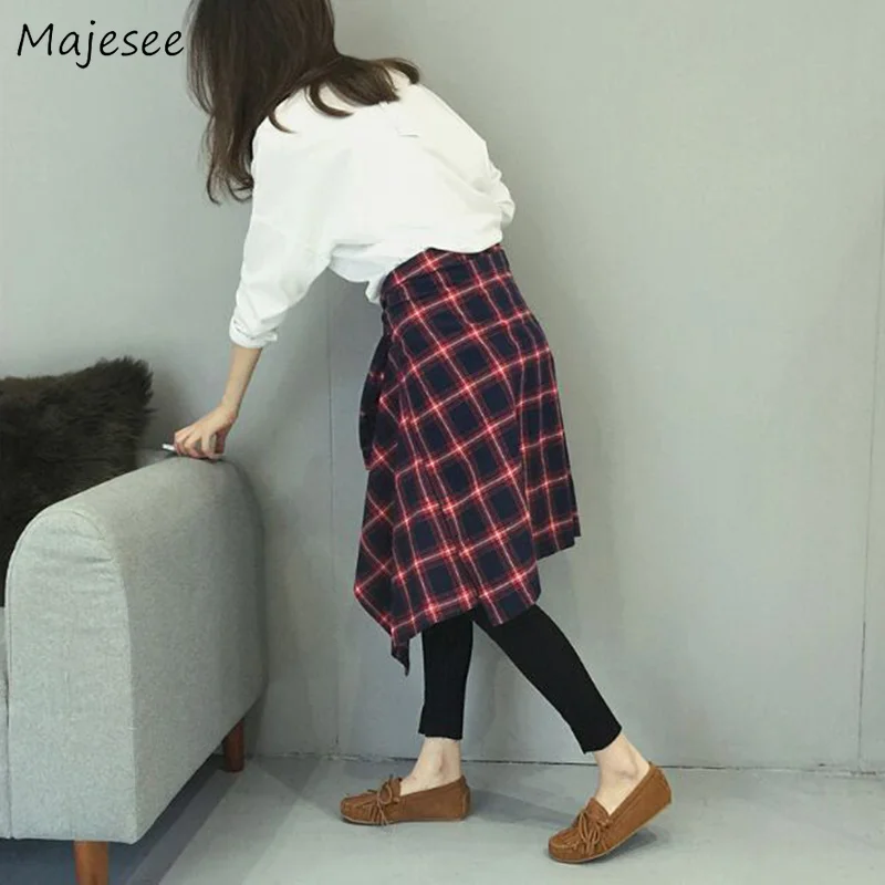 Женские рубашки в клетку стиле ретро с отложным воротником свободные простые