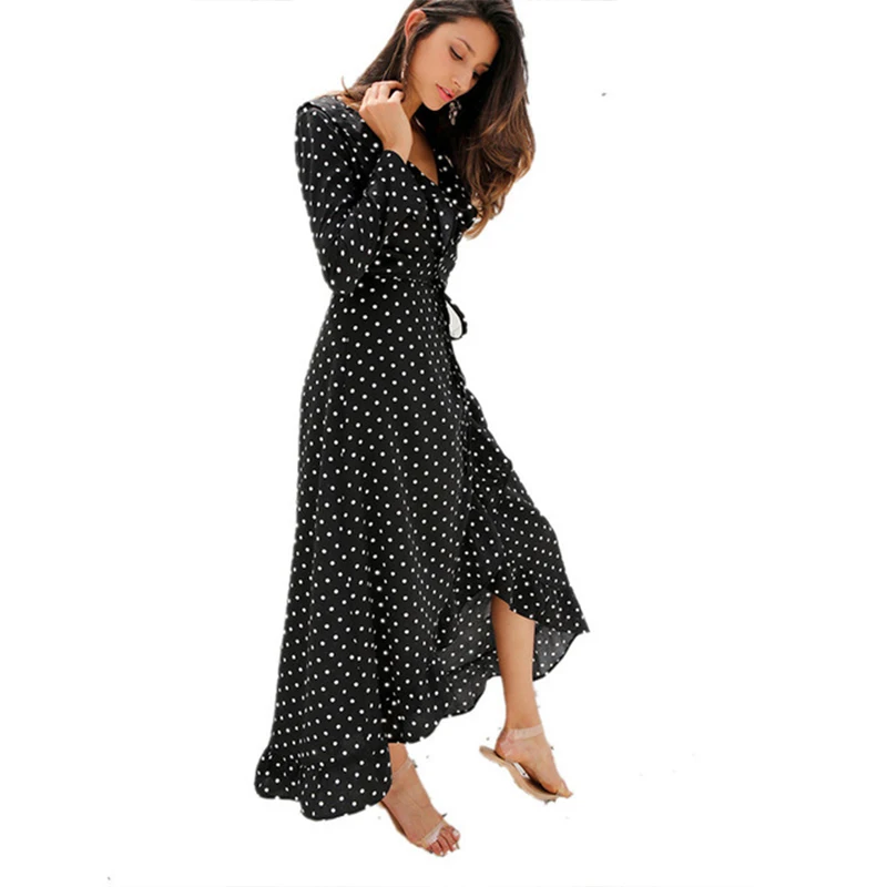 Сексуальное женское богемное платье с V образным вырезом длинное Пляжное Платье