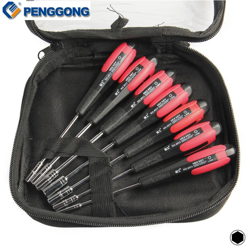 

PENGGONG 7 шт./компл. Торцевая отвертка шестигранный ключ 3/3.5/4/4.5/5/5.5/6 мм CR-V удлиненный тонкостенный динамометрический ключ ручной инструмент наб...